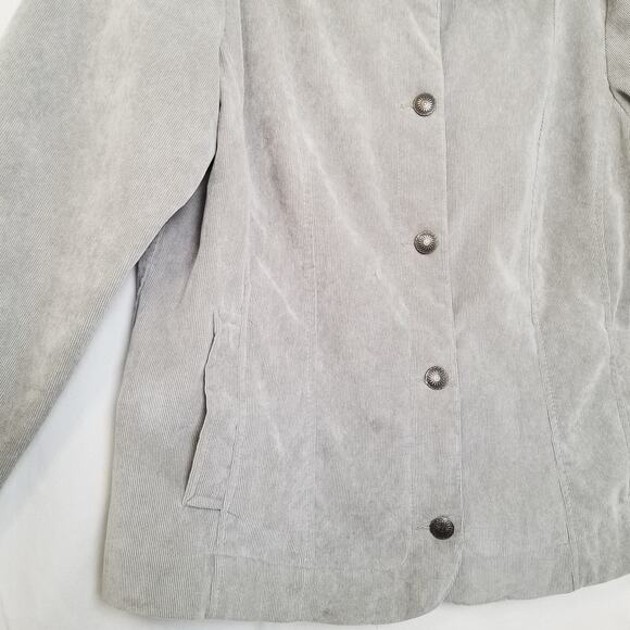 Christopher & Banks Button Front Corduroy Ribbed Grey Jacket Casual Size L - Picture 4 of 9